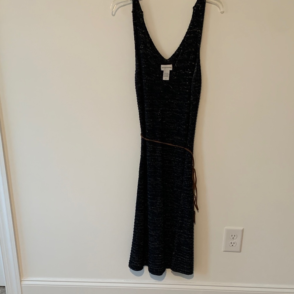 Soft Surroundings Navy knit pencil  Dress medium cotton blend silver metallic